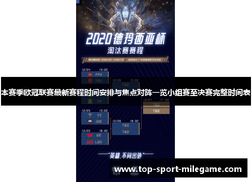 本赛季欧冠联赛最新赛程时间安排与焦点对阵一览小组赛至决赛完整时间表